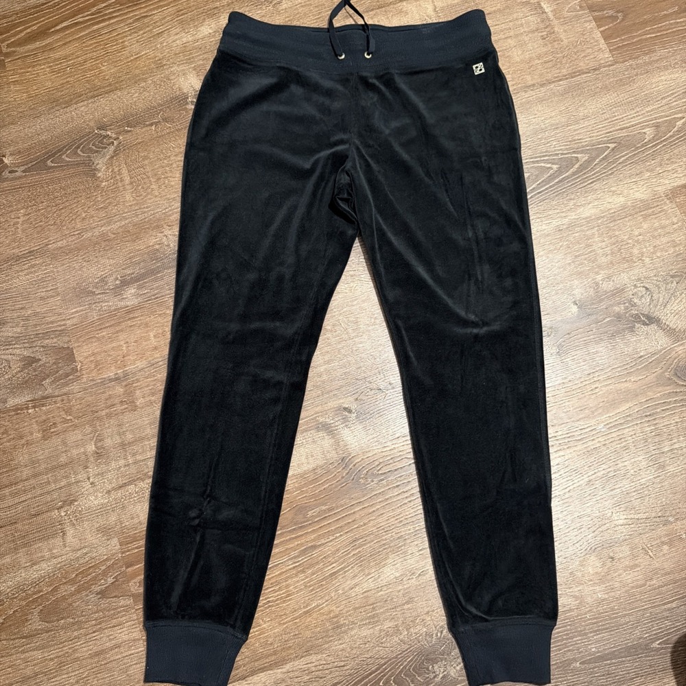 Calvin Klein Womens Black Velour Drawstring Joggers Pants M